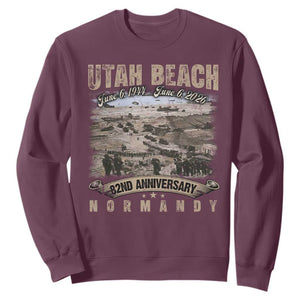 Utah Beach D Day Sweatshirt 82nd Anniversary Honor History Normandy WWII TS11 Maroon Print Your Wear