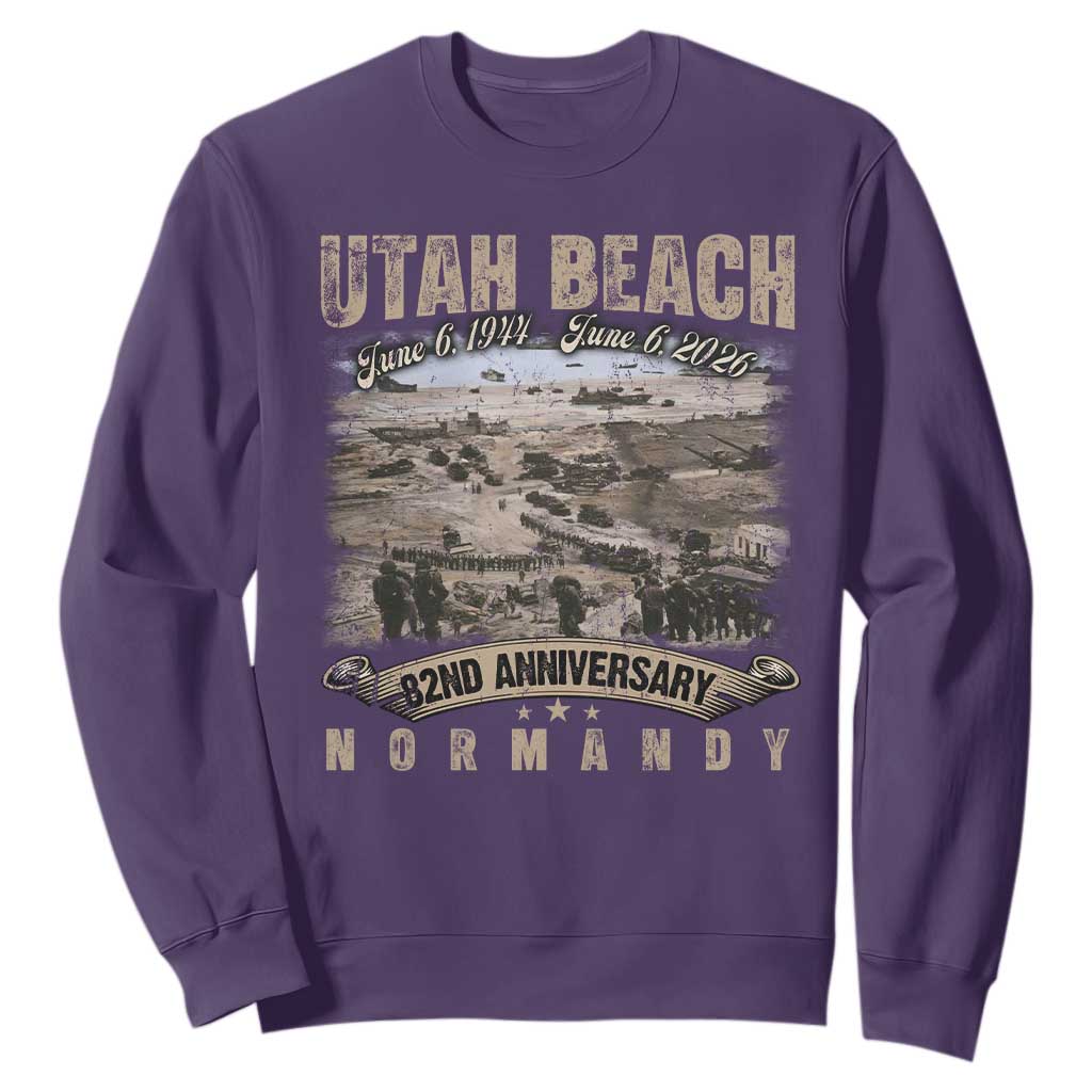 Utah Beach D Day Sweatshirt 82nd Anniversary Honor History Normandy WWII TS11 Purple Print Your Wear