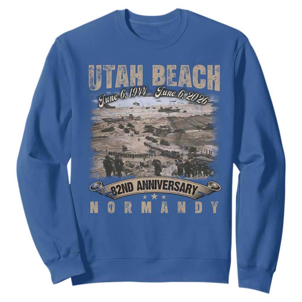 Utah Beach D Day Sweatshirt 82nd Anniversary Honor History Normandy WWII TS11 Royal Blue Print Your Wear