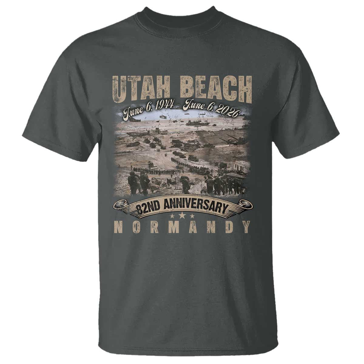 Utah Beach D Day T Shirt 82nd Anniversary Honor History Normandy WWII TS11 Dark Heather Print Your Wear