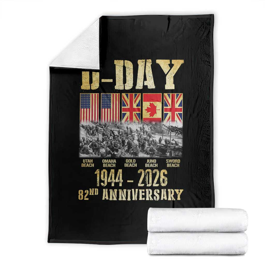D Day 82nd Anniversary Honor History Normandy WWII Throw Blanket TS11 Black Print Your Wear