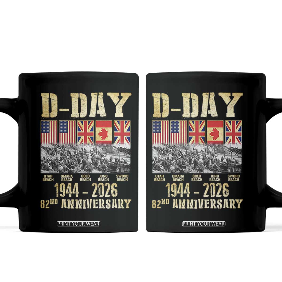 D Day 82nd Anniversary Honor History Normandy WWII Coffee Mug TS11 Black Print Your Wear