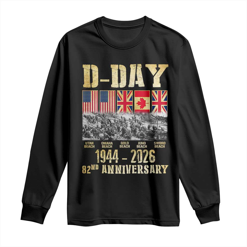 D Day 82nd Anniversary Honor History Normandy WWII Long Sleeve Shirt TS11 Black Print Your Wear
