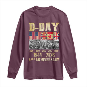 D Day 82nd Anniversary Honor History Normandy WWII Long Sleeve Shirt TS11 Maroon Print Your Wear