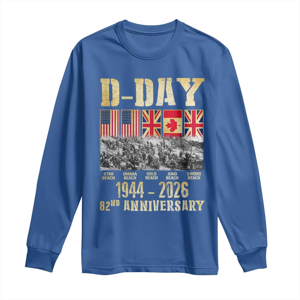 D Day 82nd Anniversary Honor History Normandy WWII Long Sleeve Shirt TS11 Royal Blue Print Your Wear