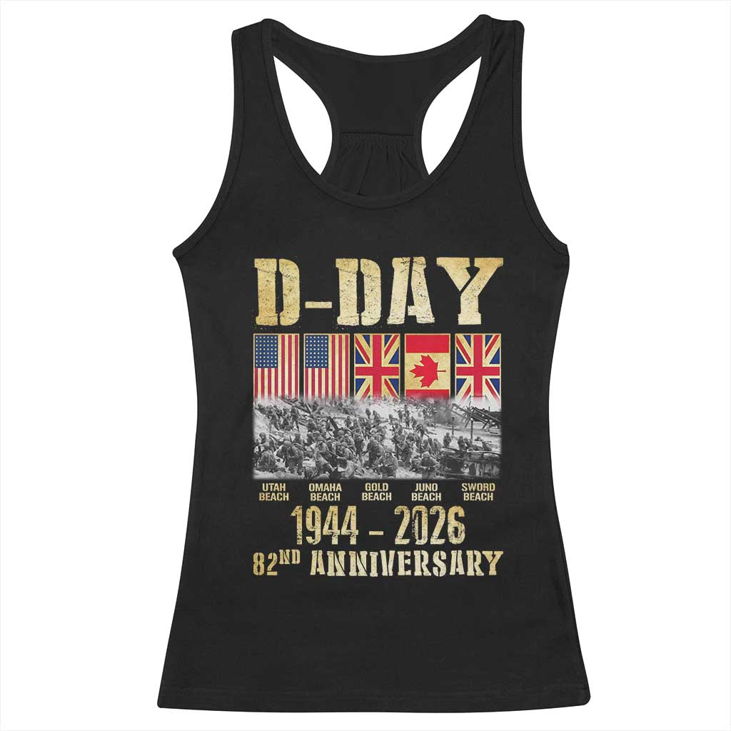 D Day 82nd Anniversary Honor History Normandy WWII Racerback Tank Top TS11 Black Print Your Wear
