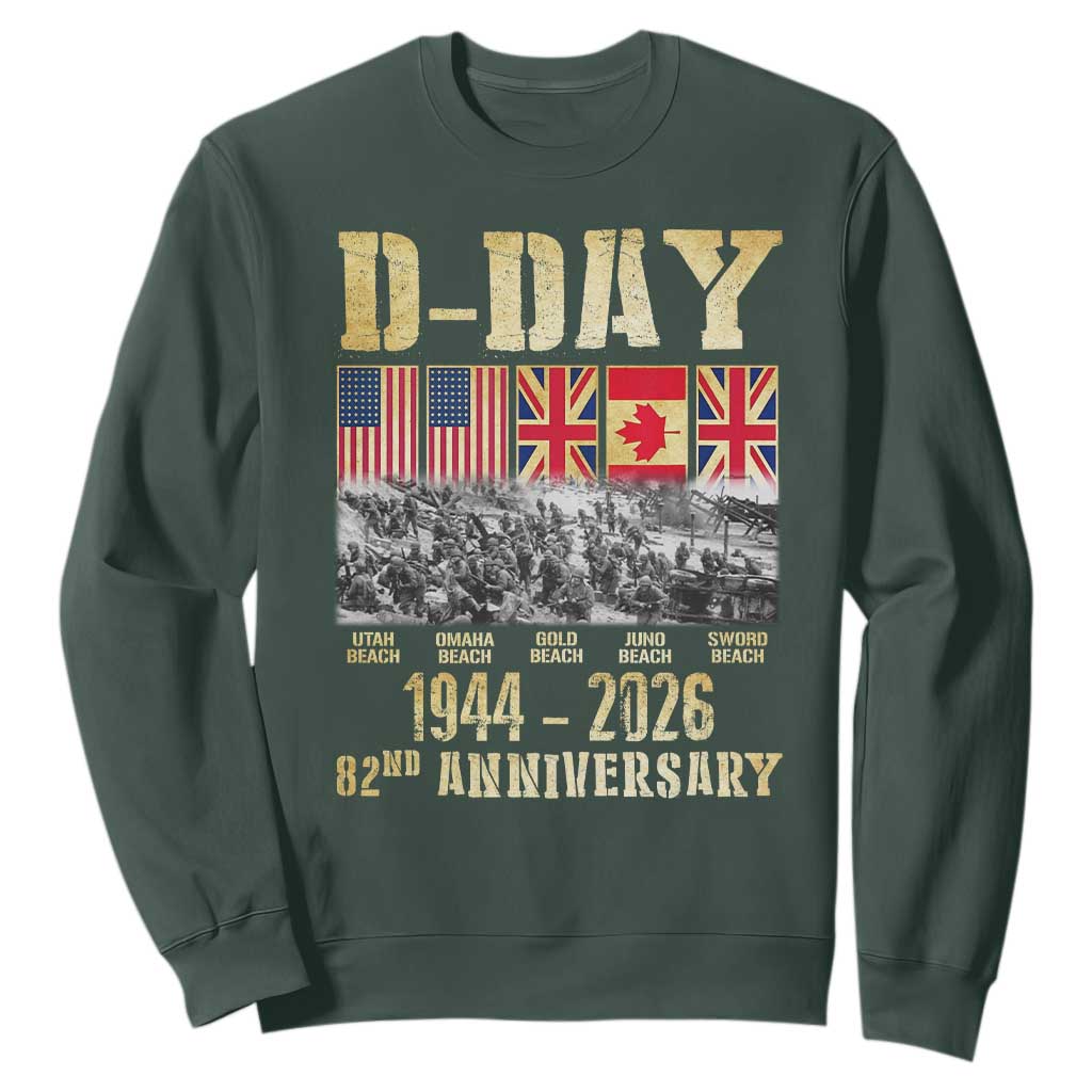 D Day 82nd Anniversary Honor History Normandy WWII Sweatshirt TS11 Dark Forest Green Print Your Wear