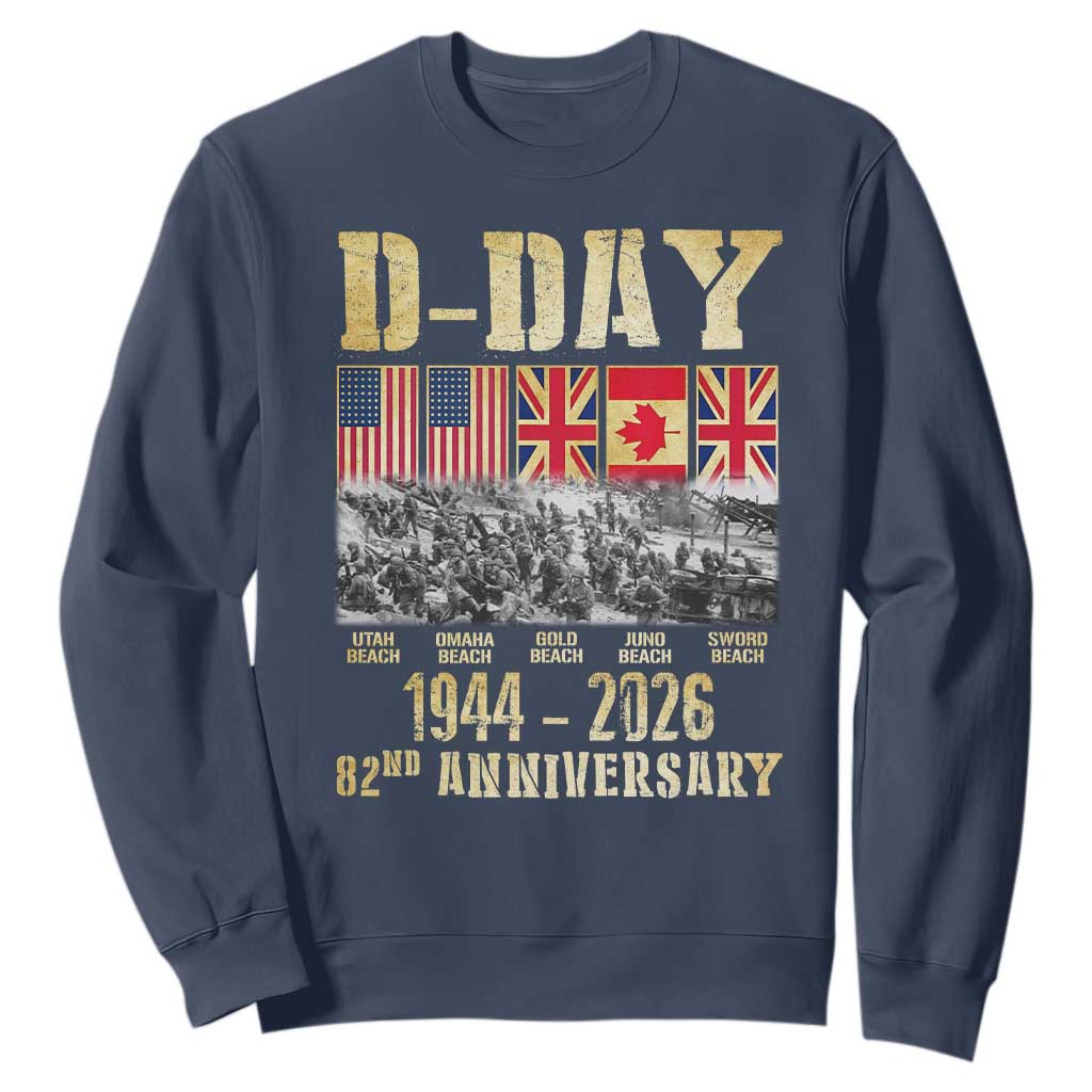 D Day 82nd Anniversary Honor History Normandy WWII Sweatshirt TS11 Navy Print Your Wear