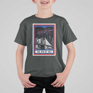 The 4th Of July T Shirt For Kid Vintage Tarot Card Dark Magic USA Fireworks TS11 Dark Heather Print Your Wear