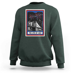 The 4th Of July Sweatshirt Vintage Tarot Card Dark Magic USA Fireworks TS11 Dark Forest Green Print Your Wear