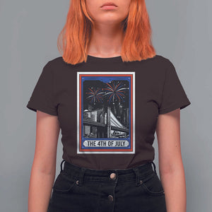 The 4th Of July T Shirt For Women Vintage Tarot Card Dark Magic USA Fireworks TS11 Dark Chocolate Print Your Wear