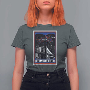 The 4th Of July T Shirt For Women Vintage Tarot Card Dark Magic USA Fireworks TS11 Dark Heather Print Your Wear