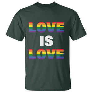 LGBTQ T Shirt Love Is Love Rainbow Gay Pride Queer TS11 Dark Forest Green Print Your Wear