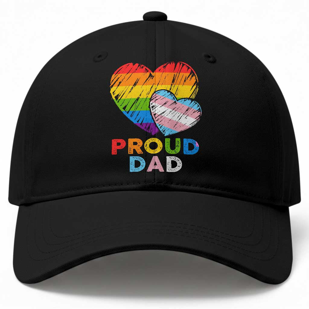 Funny Proud Dad LGBTQ Baseball Cap LGBT Transgender Flag Heart Fathers Day TS11 Print Your Wear