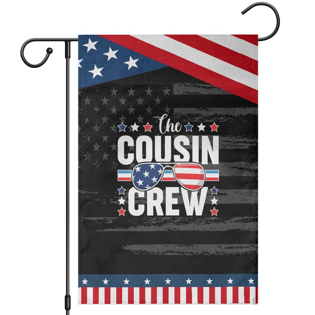Funny The Cousin Crew 4th Of July Garden Flag Patriotic American Family Matching TS11 Distressed Black Blue Print Your Wear