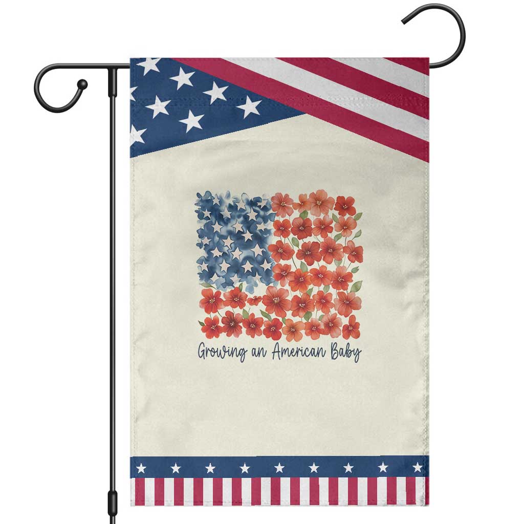 Funny 4th Of July Pregnancy Announcement Garden Flag Growing An American Baby USA Flag Flowers TS11 Modern Beige Blue Print Your Wear