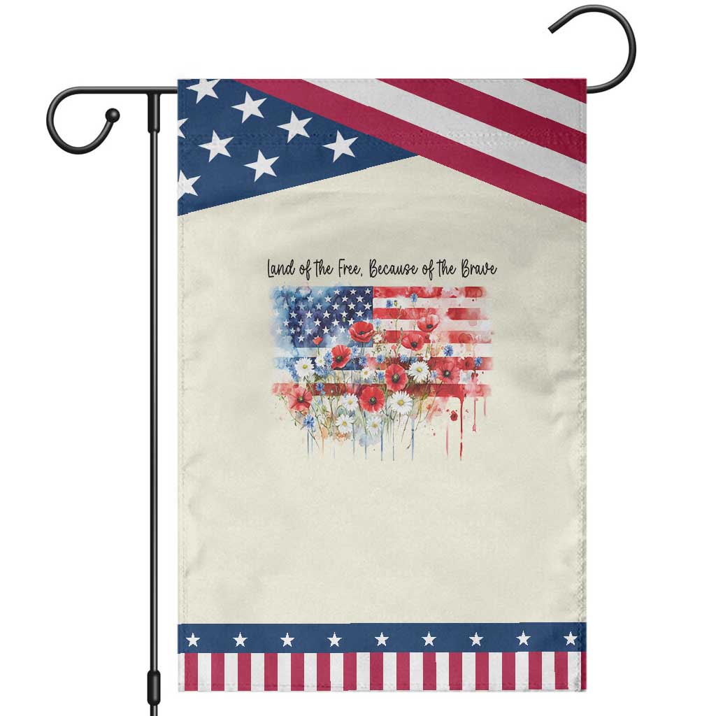 Funny 4th Of July Land Of The Free Because Of The Brave Garden Flag American Flag Flowers TS11 Modern Beige Blue Print Your Wear