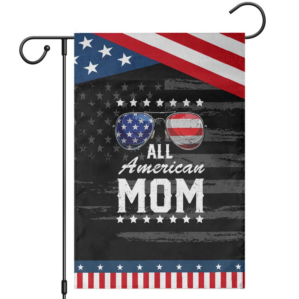 Funny All American Mom 4th Of July Garden Flag Family Matching Sunglasses TS11 Distressed Black Blue Print Your Wear