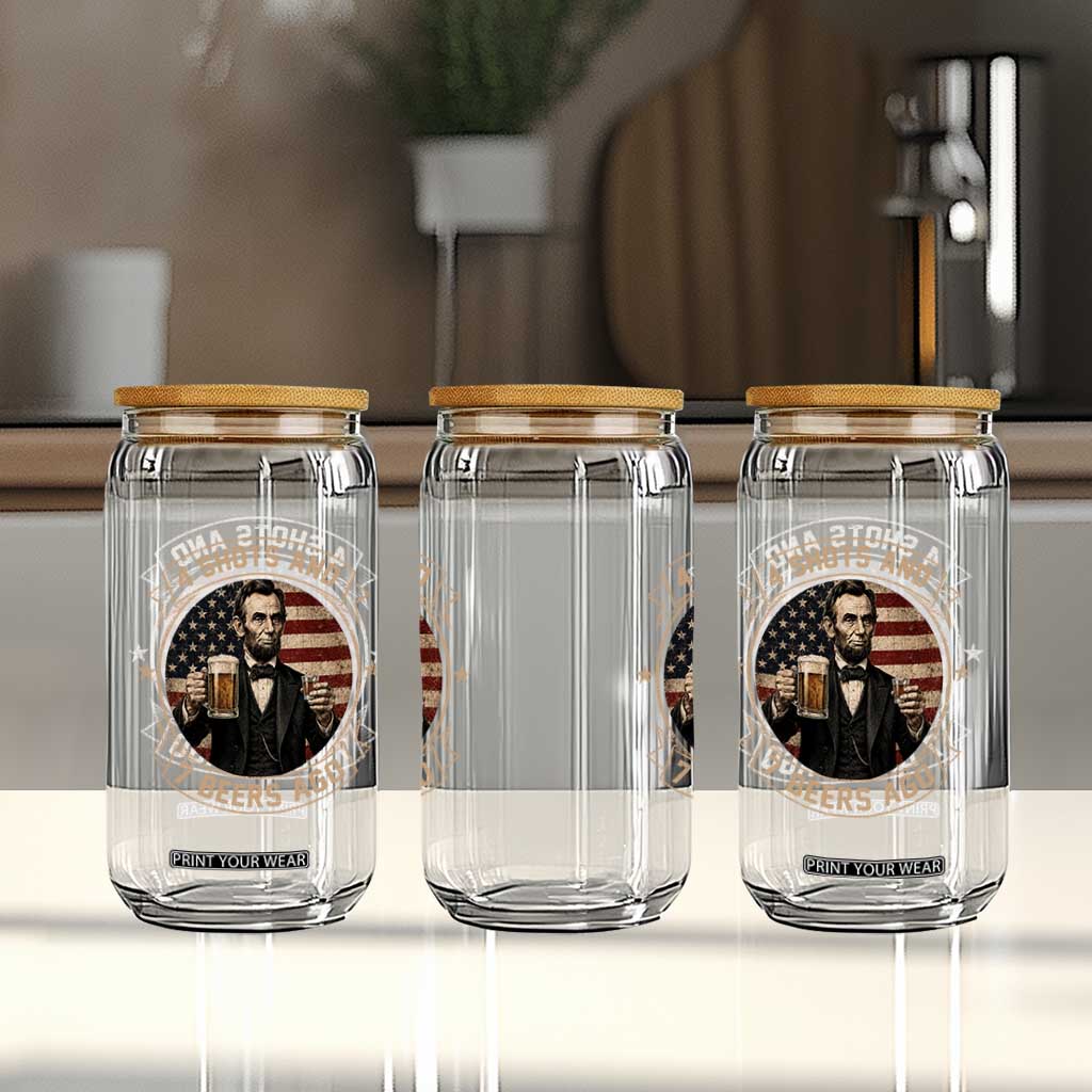 Abraham Lincoln 4 Shots and 7 Beers Ago Beer Drinking Glass Can TS11 Print Your Wear