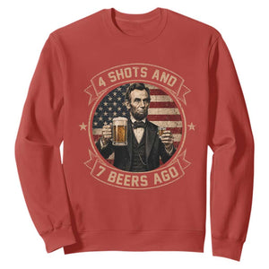 Abraham Lincoln 4 Shots and 7 Beers Ago Beer Drinking Sweatshirt TS11 Red Print Your Wear