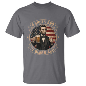 Abraham Lincoln 4 Shots and 7 Beers Ago Beer Drinking T Shirt TS11 Charcoal Print Your Wear