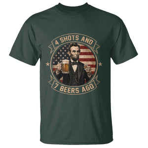 Abraham Lincoln 4 Shots and 7 Beers Ago Beer Drinking T Shirt TS11 Dark Forest Green Print Your Wear