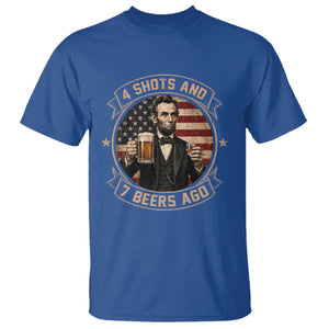 Abraham Lincoln 4 Shots and 7 Beers Ago Beer Drinking T Shirt TS11 Royal Blue Print Your Wear