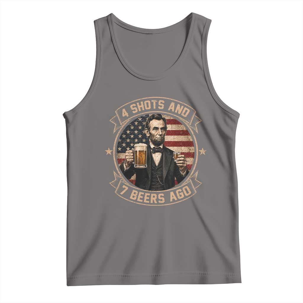 Abraham Lincoln 4 Shots and 7 Beers Ago Beer Drinking Tank Top TS11 Deep Heather Print Your Wear