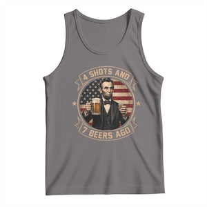 Abraham Lincoln 4 Shots and 7 Beers Ago Beer Drinking Tank Top TS11 Deep Heather Print Your Wear