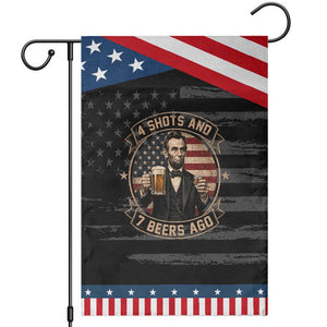 Abraham Lincoln 4 Shots and 7 Beers Ago Beer Drinking Patriotic Garden Flag TS11 Distressed Black Blue Print Your Wear