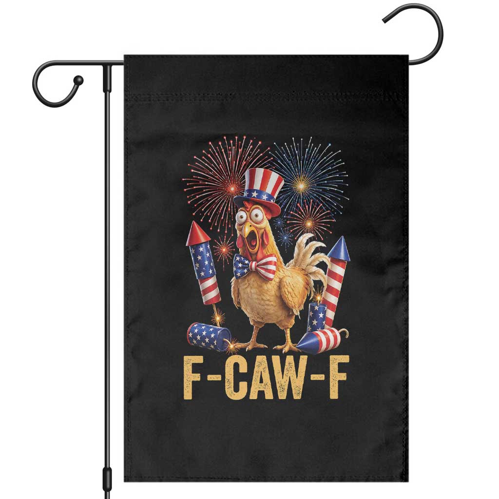 F Caw F 4th of July Garden Flag Funny Rooster Meme American Flag Fireworks TS11 Black Print Your Wear