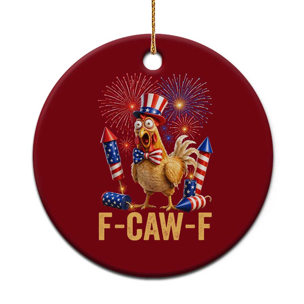 F Caw F 4th of July Ceramic Ornament Funny Rooster Meme American Flag Fireworks TS11 1pc Red Print Your Wear