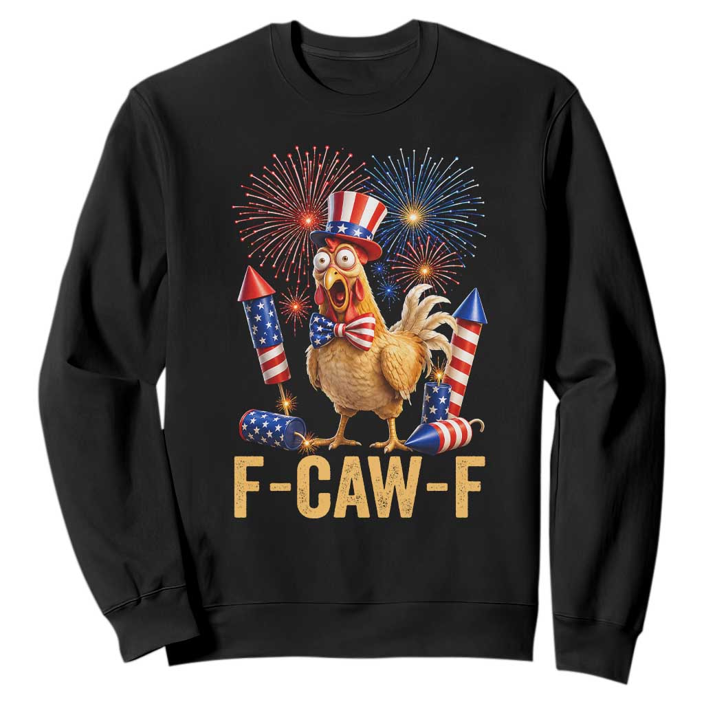 F Caw F 4th of July Sweatshirt Funny Rooster Meme American Flag Fireworks TS11 Black Print Your Wear