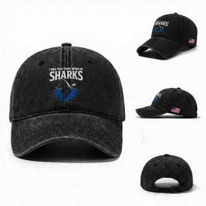 Funny Shark Lovers Week Washed Cotton Baseball Cap I Was Told There Would Be Sharks TS11 Washed Cap Universal Fit Black Print Your Wear