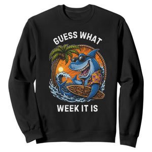 Funny Shark Guess What Week It Is Sweatshirt Shark Awareness Summer Vacation TS11 Black Print Your Wear