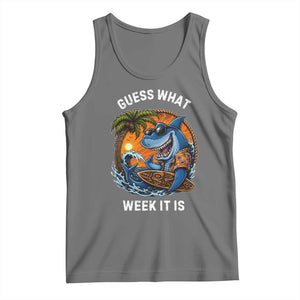 Funny Shark Guess What Week It Is Tank Top Shark Awareness Summer Vacation TS11 Black Heather Print Your Wear