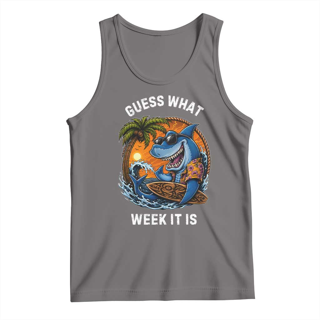 Funny Shark Guess What Week It Is Tank Top Shark Awareness Summer Vacation TS11 Deep Heather Print Your Wear