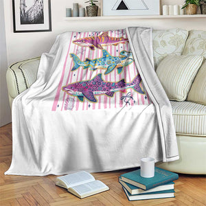 Shark Summer Striped Coastal Ocean Life Glitter Print Throw Blanket TS11 Print Your Wear