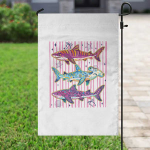 Shark Summer Striped Coastal Ocean Life Glitter Print Garden Flag TS11 Print Your Wear