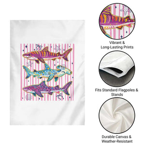 Shark Summer Striped Coastal Ocean Life Glitter Print Garden Flag TS11 Print Your Wear