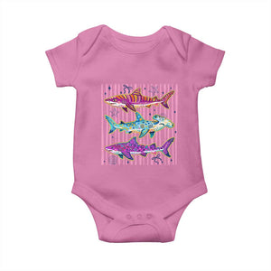 Shark Summer Striped Coastal Ocean Life Glitter Print Baby Onesie TS11 Azalea Print Your Wear