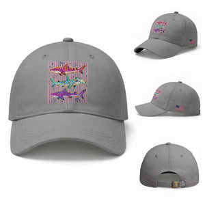 Shark Summer Striped Coastal Ocean Life Glitter Print Baseball Cap TS11 Baseball Cap Universal Fit Sport Gray Print Your Wear