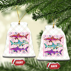 Shark Summer Striped Coastal Ocean Life Glitter Print Ceramic Ornament TS11 Print Your Wear