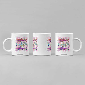 Shark Summer Striped Coastal Ocean Life Glitter Print Coffee Mug TS11 Print Your Wear