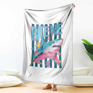 Funny Bite Me Shark Lover Throw Blanket Summer Beach Nautical Stripes Glitter Print TS11 Print Your Wear
