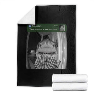 There is Motion at Your Front Door Funny Shark Motion Meme Throw Blanket TS11 Black Print Your Wear