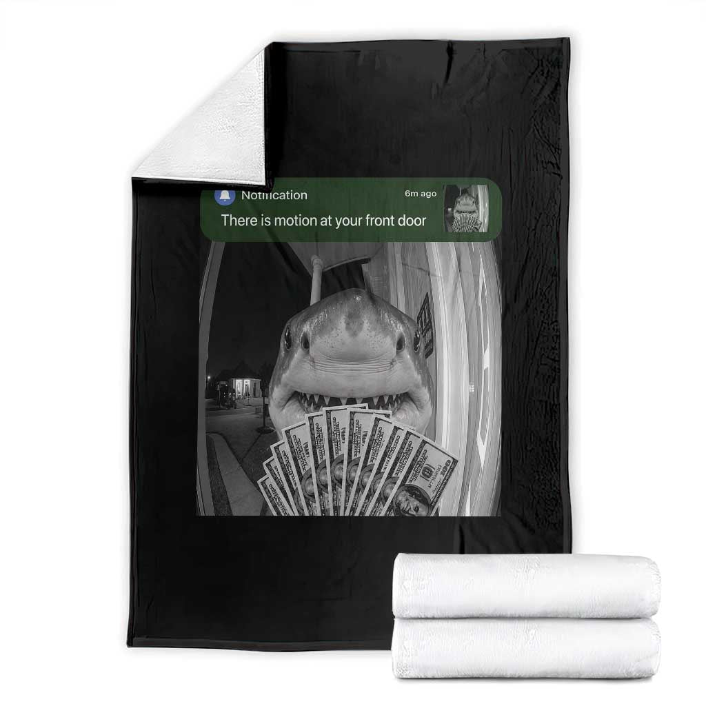 There is Motion at Your Front Door Funny Shark Motion Meme Throw Blanket TS11 Black Print Your Wear