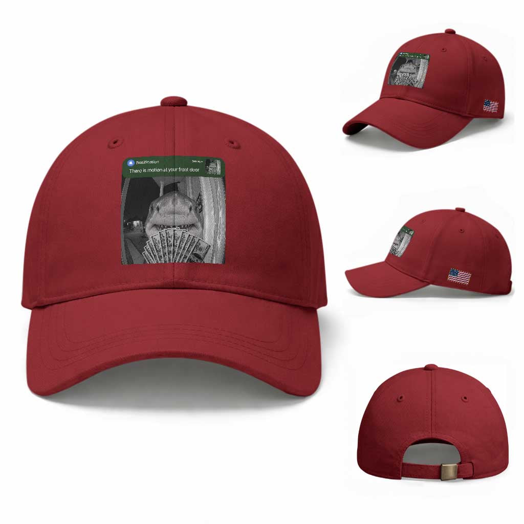 There is Motion at Your Front Door Funny Shark Motion Meme Baseball Cap TS11 Baseball Cap Universal Fit Cherry Red Print Your Wear