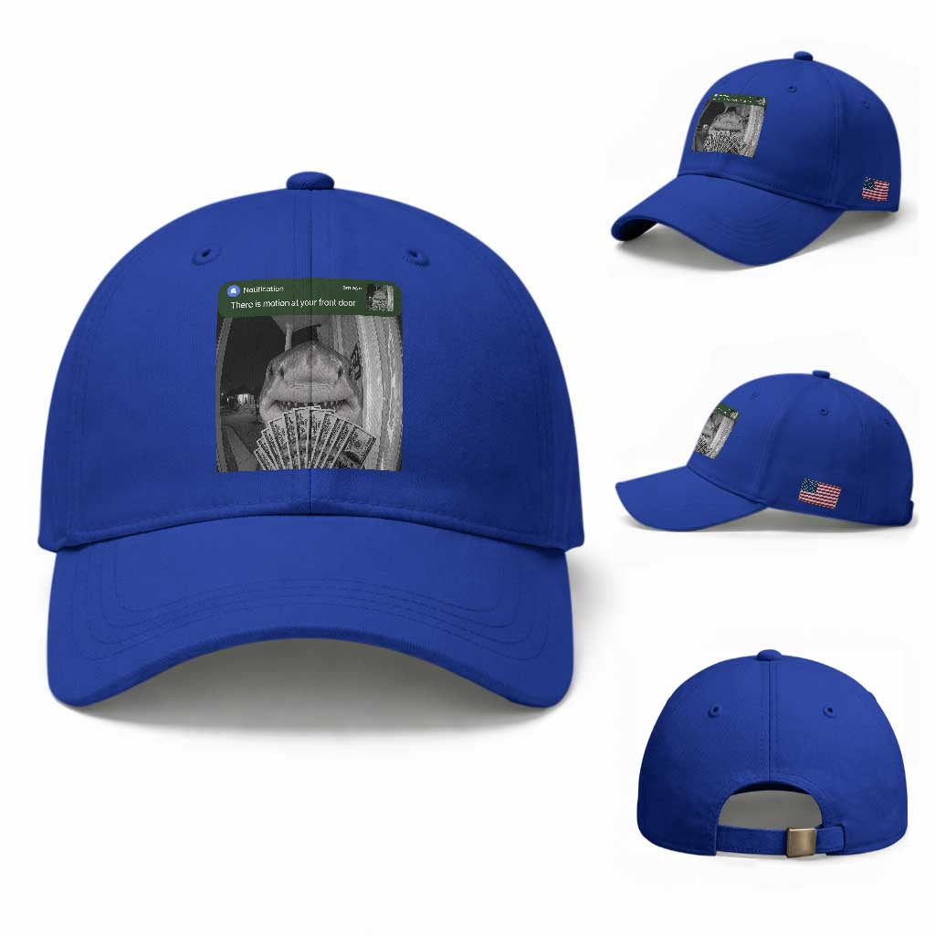 There is Motion at Your Front Door Funny Shark Motion Meme Baseball Cap TS11 Baseball Cap Universal Fit Royal Blue Print Your Wear