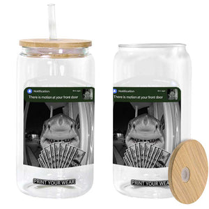 There is Motion at Your Front Door Funny Shark Motion Meme Glass Can TS11 Print Your Wear